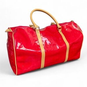 NWT Arcadia patent leather weekend duffel bag